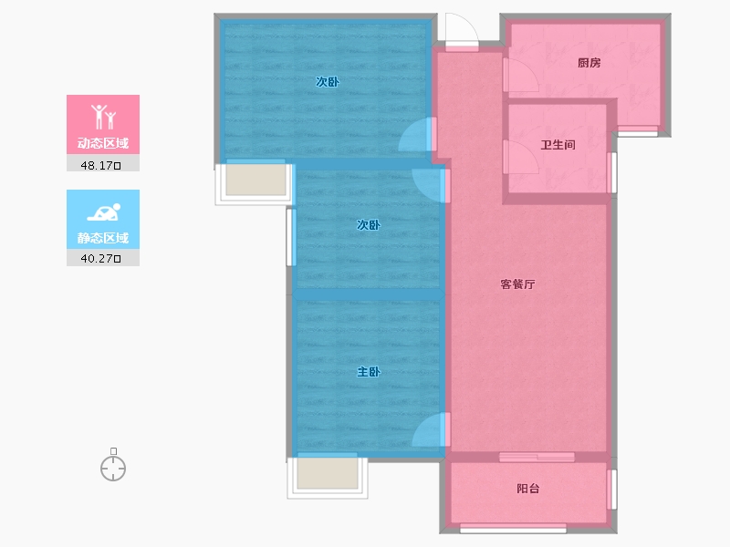 陕西省-西安市-阳光城翡丽曲江-78.40-户型库-动静分区