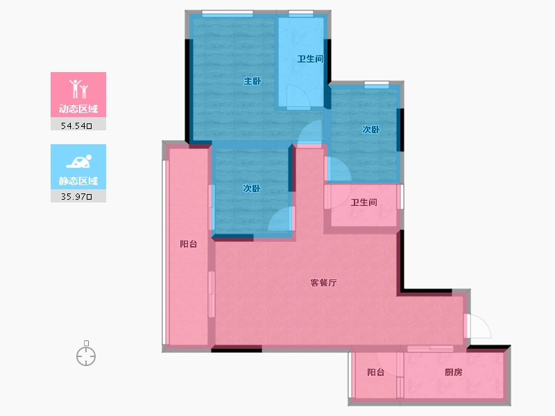 重庆-重庆市-绿地海棠湾-79.50-户型库-动静分区