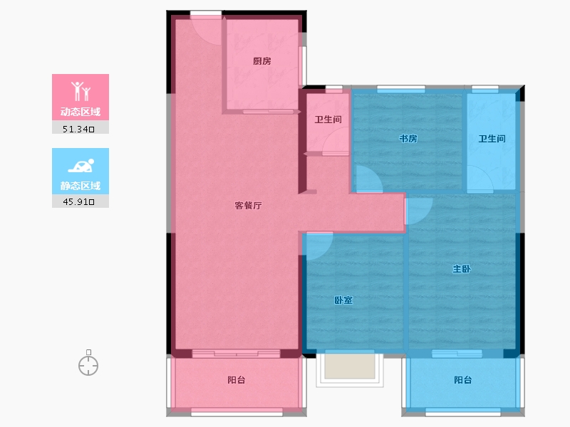 云南省-昆明市-翰文九万里-87.57-户型库-动静分区