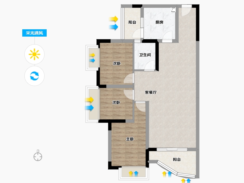 四川省-成都市-朗诗观山樾-78.00-户型库-采光通风