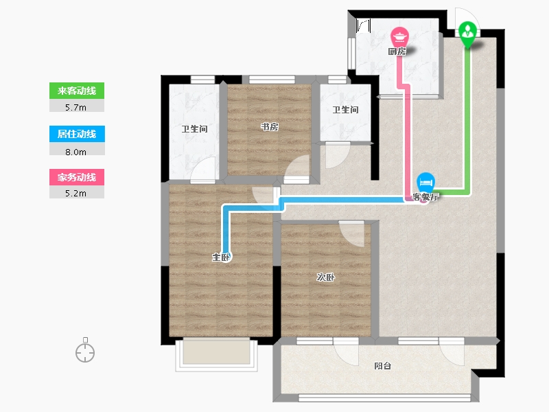 山东省-青岛市-中绿蔚蓝湾-94.40-户型库-动静线