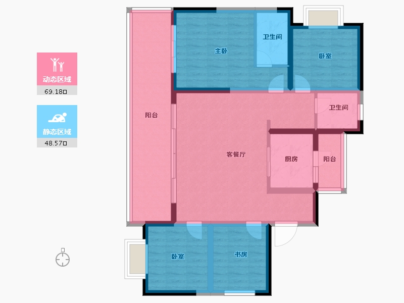 云南省-昆明市-安宁吾悦广场-105.17-户型库-动静分区