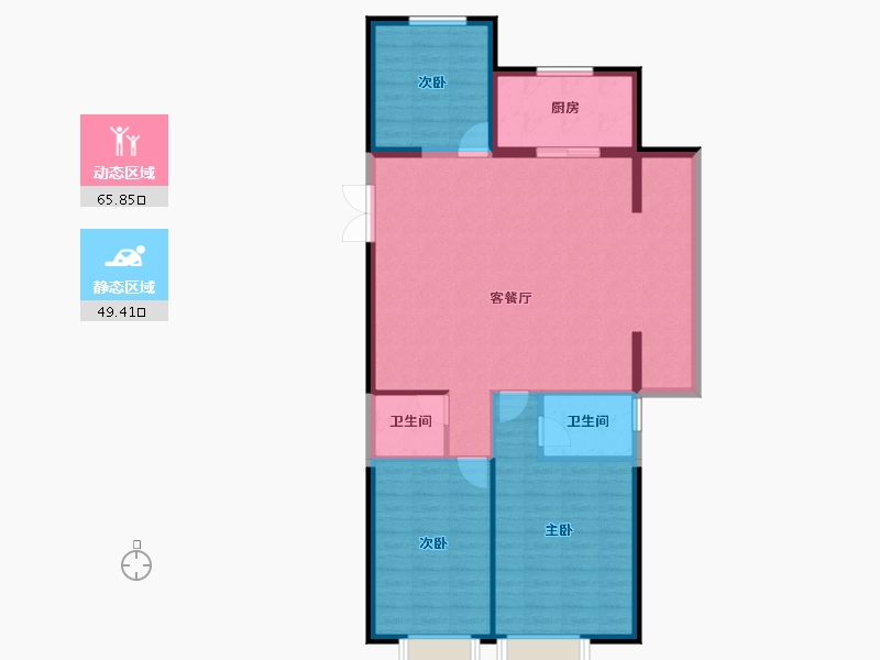 陕西省-西安市-高新云锦-105.60-户型库-动静分区