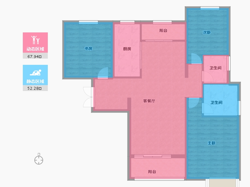 陕西省-西安市-阳光城翡丽曲江-108.80-户型库-动静分区