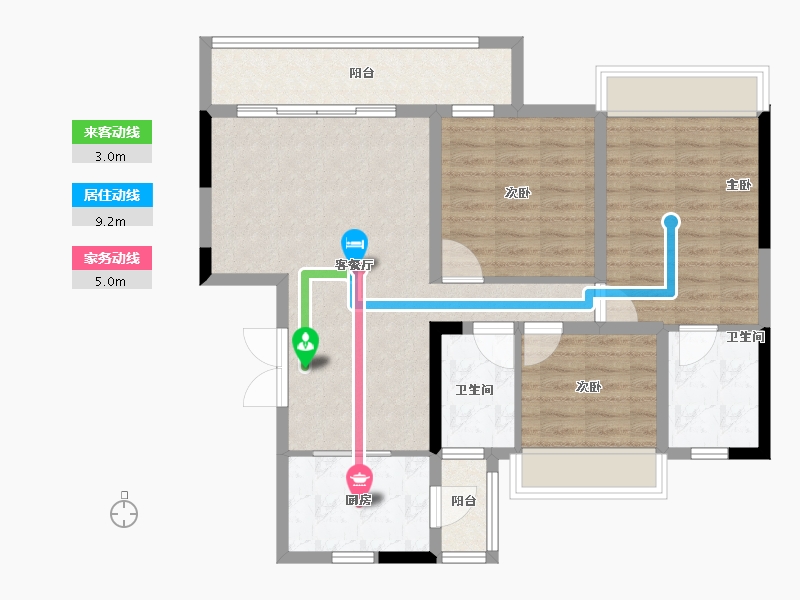 重庆-重庆市-顺山望江府-89.60-户型库-动静线