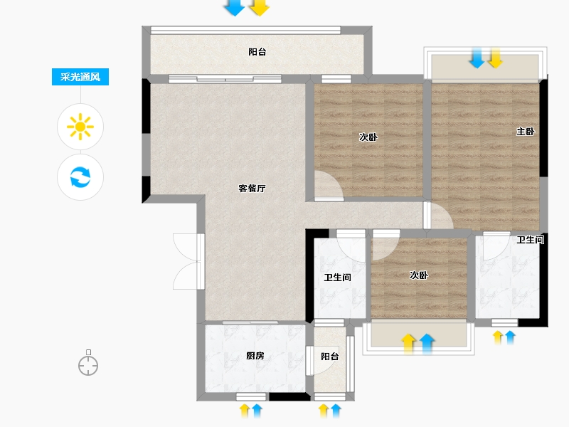 重庆-重庆市-顺山望江府-89.60-户型库-采光通风