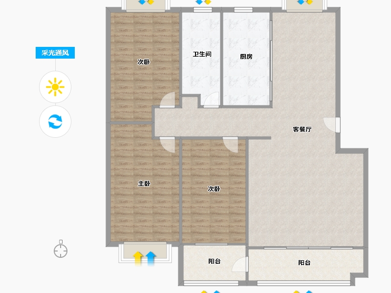 山东省-淄博市-远景花园-150.00-户型库-采光通风