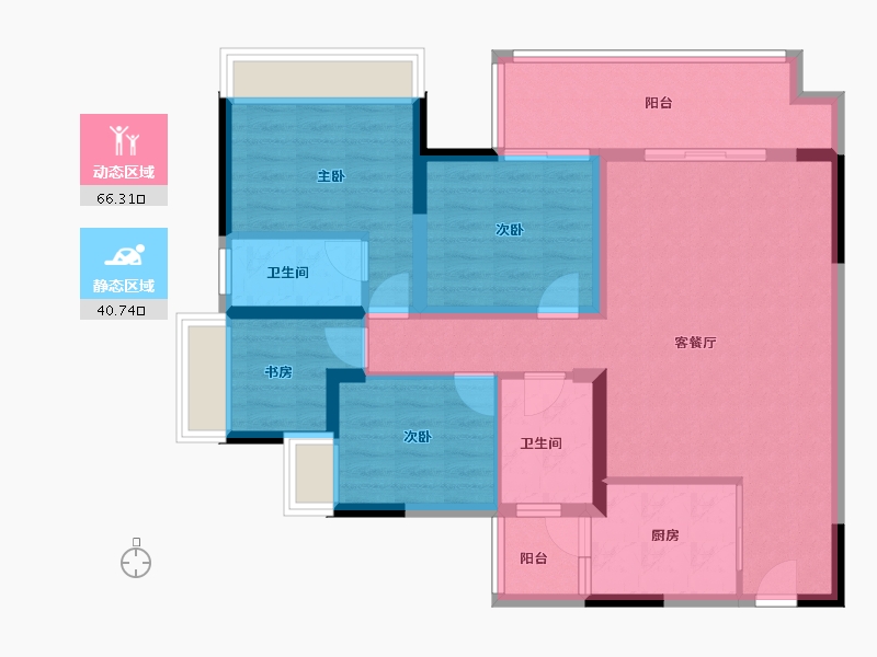 重庆-重庆市-顺山望江府-95.20-户型库-动静分区