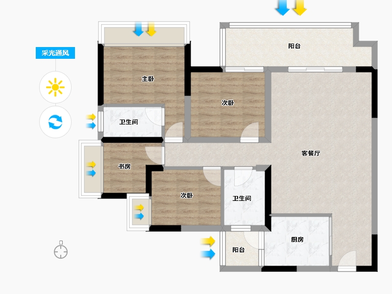 重庆-重庆市-顺山望江府-95.20-户型库-采光通风