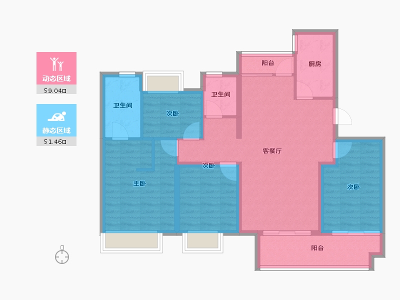 四川省-成都市-中旅名门府-98.89-户型库-动静分区