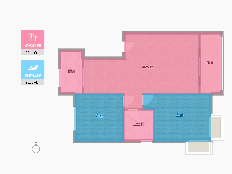 辽宁省-盘锦市-中天华府-76.00-户型库-动静分区