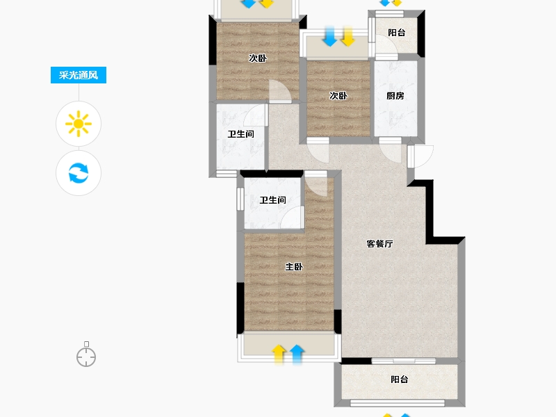 重庆-重庆市-金地自在城-76.14-户型库-采光通风