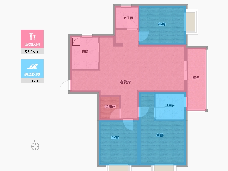 江苏省-徐州市-金地格林世界-88.00-户型库-动静分区