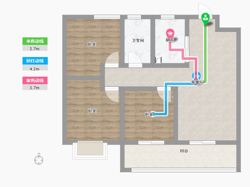 湖南省-长沙市-东原·启城-71.99-户型库-动静线