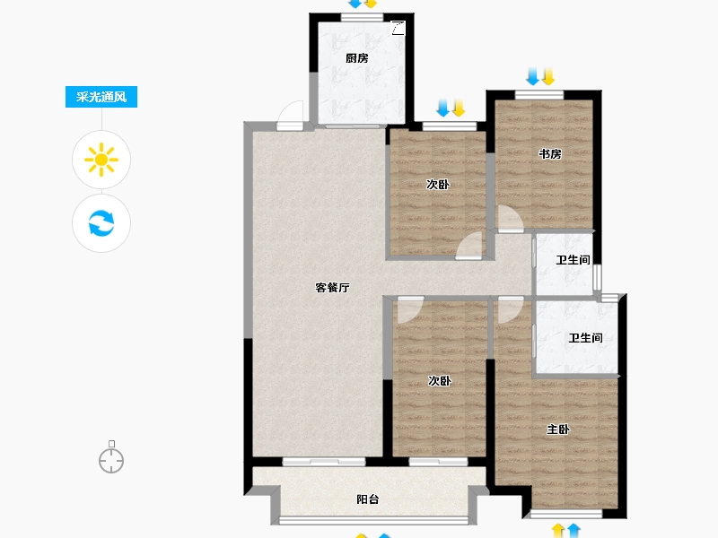 湖南省-长沙市-弘阳昕悦府-114.40-户型库-采光通风