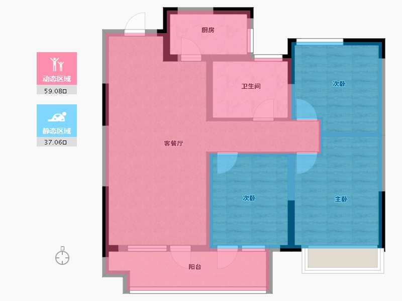 山东省-青岛市-旭辉银盛泰锦悦都-85.60-户型库-动静分区