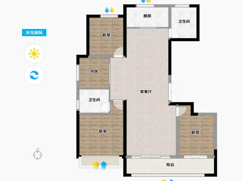 山东省-潍坊市-辰隆天玺城-117.44-户型库-采光通风