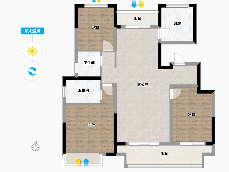 陕西省-西安市-华润置地未来城市-101.64-户型库-采光通风