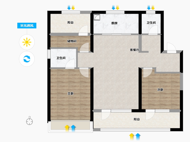 山东省-青岛市-中南智在云辰-93.60-户型库-采光通风