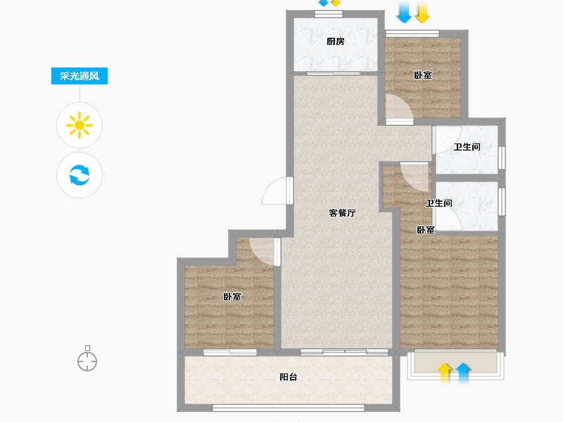 江苏省-南京市-澜悦华庭-96.01-户型库-采光通风