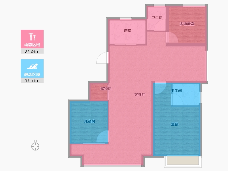 江苏省-南京市-万科中山都会臻境-108.01-户型库-动静分区