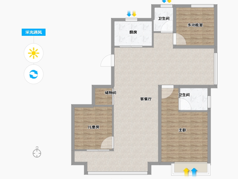 江苏省-南京市-万科中山都会臻境-108.01-户型库-采光通风