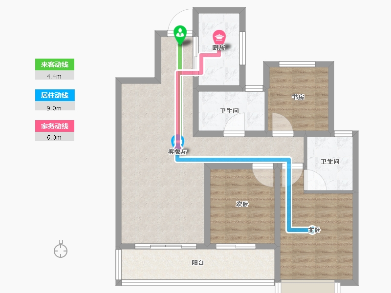 云南省-昆明市-安宁吾悦广场-84.81-户型库-动静线