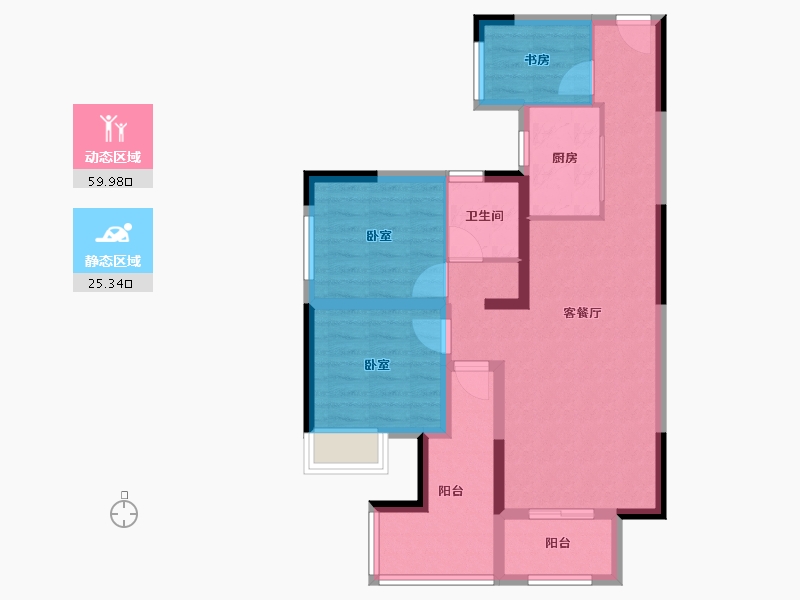 湖南省-长沙市-南璟滨江书苑-75.20-户型库-动静分区