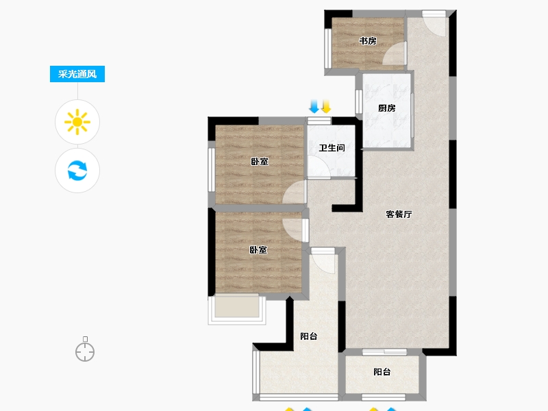 湖南省-长沙市-南璟滨江书苑-75.20-户型库-采光通风