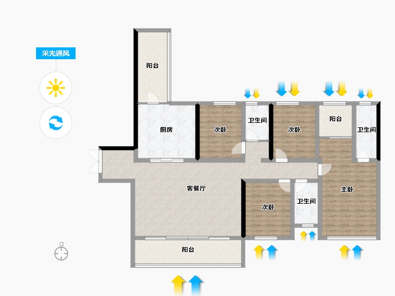 四川省-成都市-朗基和今缘-148.37-户型库-采光通风