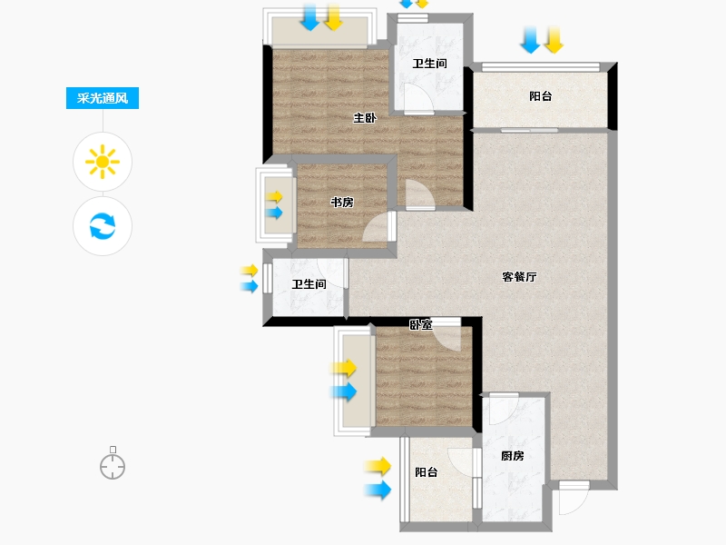 四川省-成都市-锦云天府-83.38-户型库-采光通风