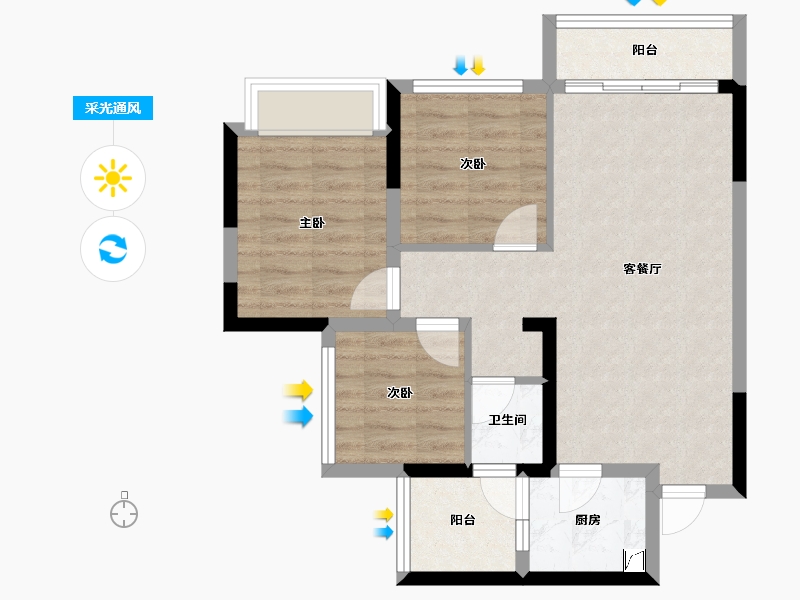 四川省-成都市-环天时代中心-64.54-户型库-采光通风