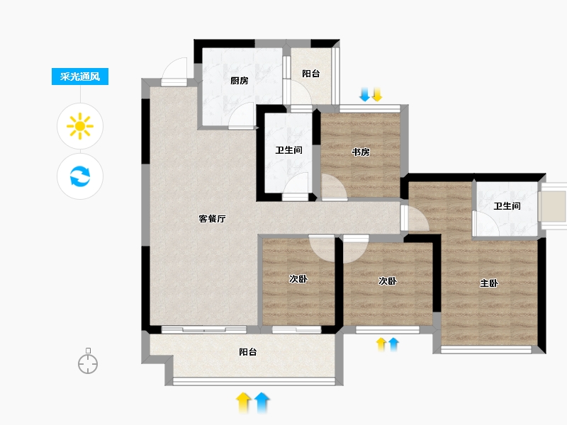 四川省-成都市-环天时代中心-81.60-户型库-采光通风