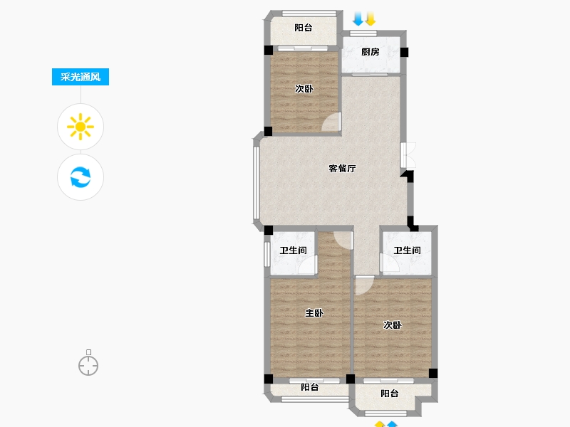 浙江省-金华市-龙祈新居-95.20-户型库-采光通风