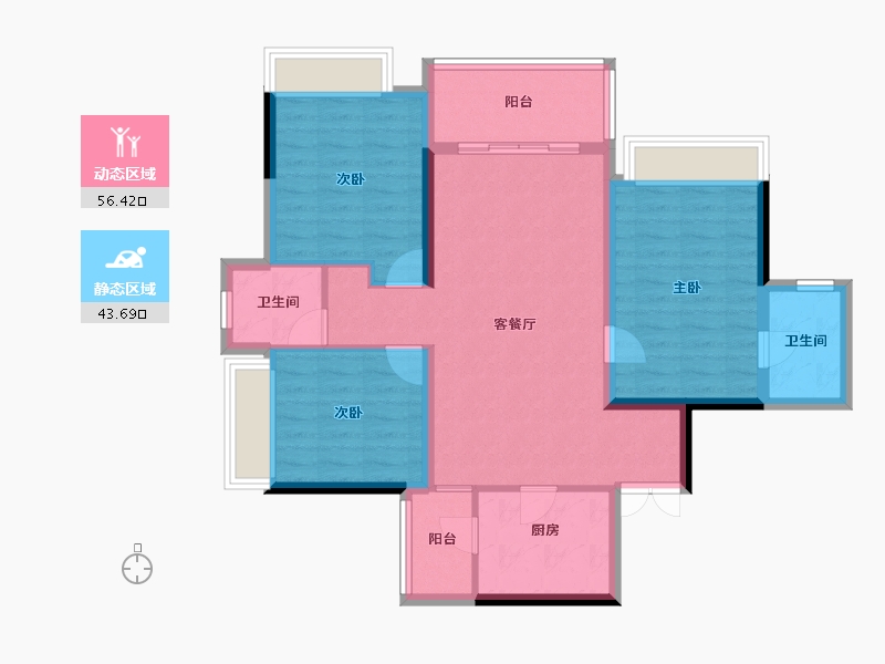 四川省-成都市-二江寺TOD两江映月-89.60-户型库-动静分区