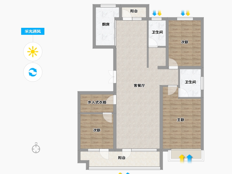 山东省-青岛市-海悦湾-104.80-户型库-采光通风