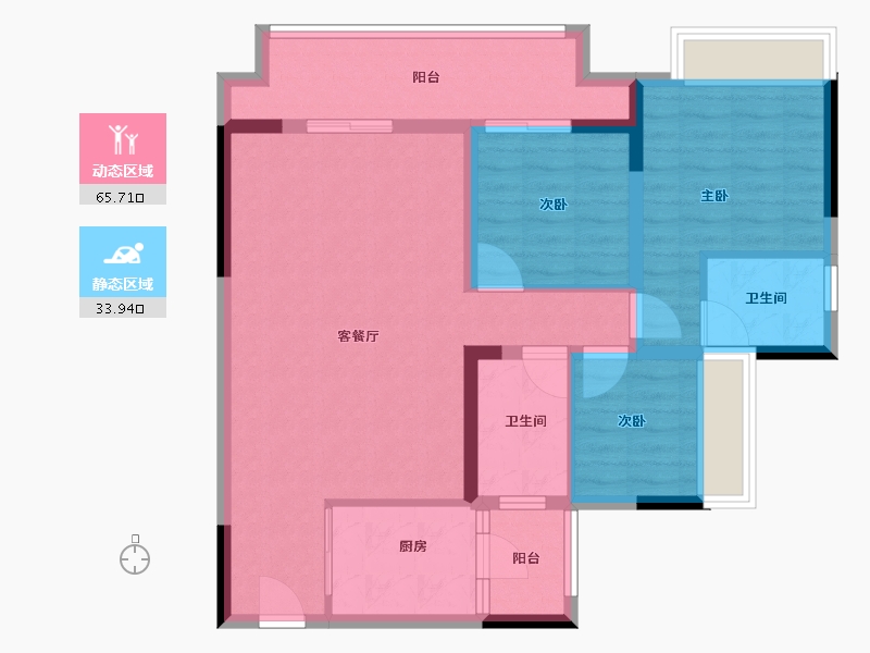 重庆-重庆市-顺山望江府-88.80-户型库-动静分区