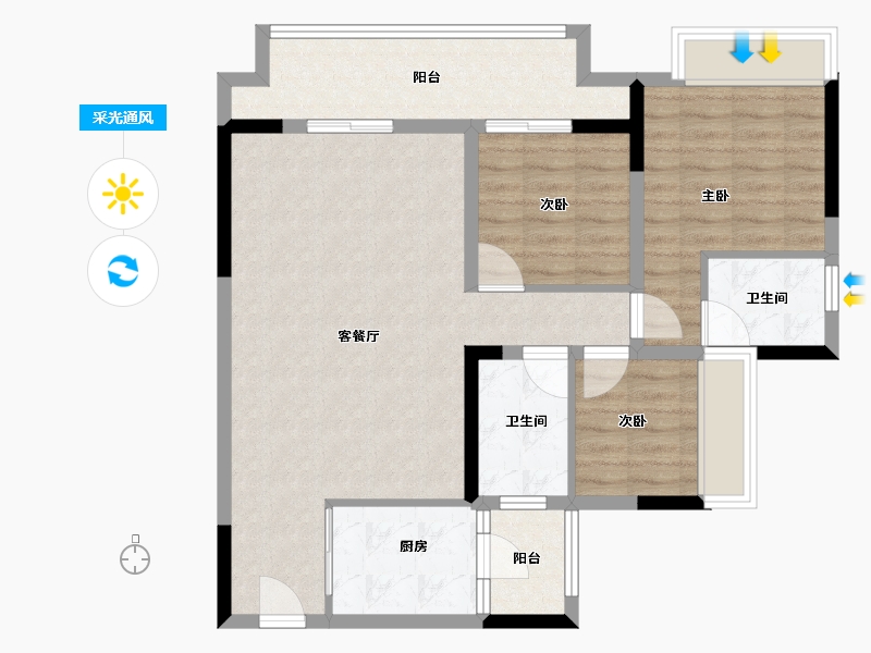 重庆-重庆市-顺山望江府-88.80-户型库-采光通风