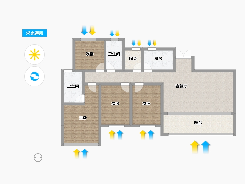 四川省-成都市-朗基和今缘-113.12-户型库-采光通风