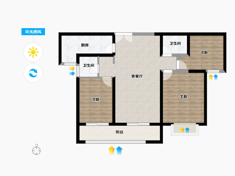 陕西省-西安市-高新云锦-96.00-户型库-采光通风