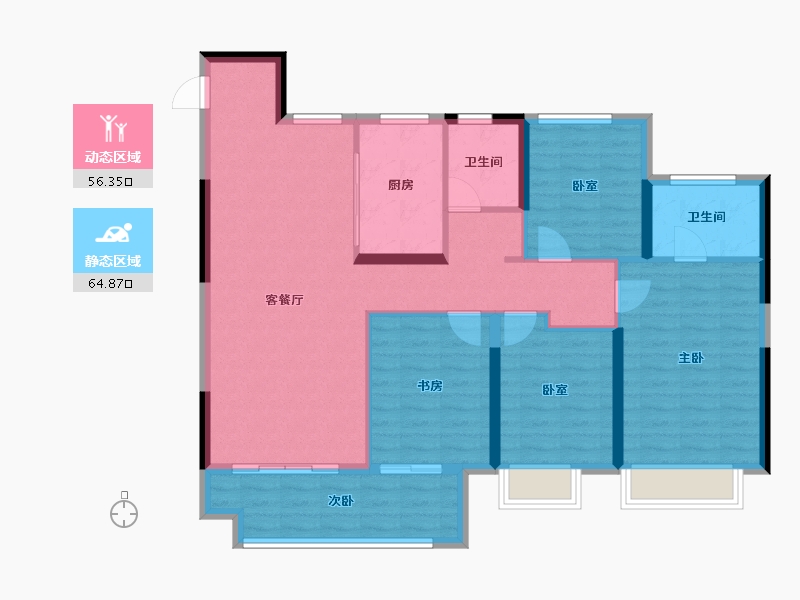 浙江省-金华市-云璟园-109.60-户型库-动静分区