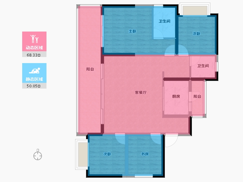 云南省-昆明市-安宁吾悦广场-105.95-户型库-动静分区