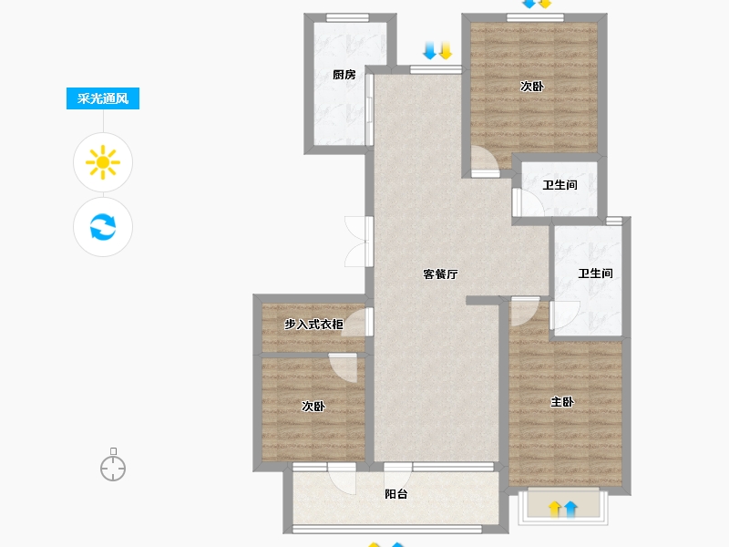 山东省-青岛市-海悦湾-104.00-户型库-采光通风