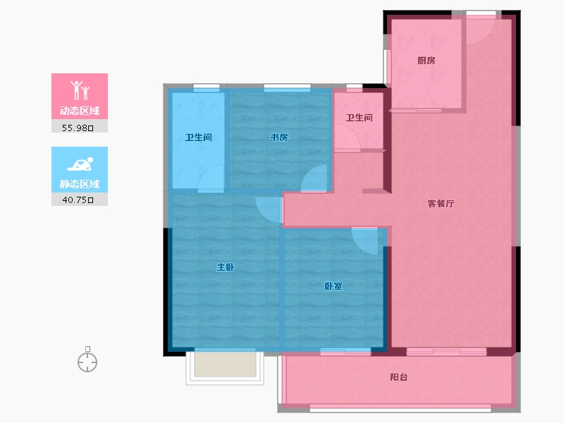 云南省-昆明市-翰文九万里-87.33-户型库-动静分区