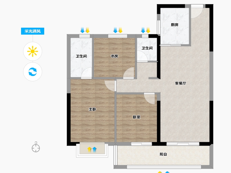 云南省-昆明市-翰文九万里-87.33-户型库-采光通风