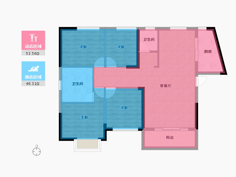 湖南省-长沙市-水墨林溪-89.40-户型库-动静分区