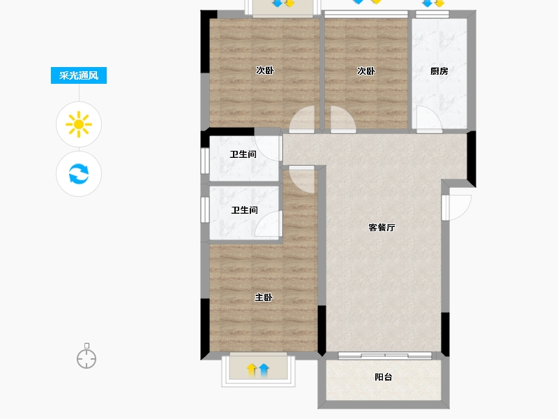 湖南省-长沙市-水墨林溪-78.91-户型库-采光通风