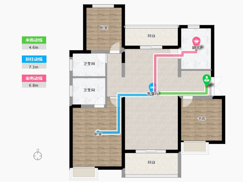 陕西省-西安市-阳光城翡丽曲江-116.80-户型库-动静线