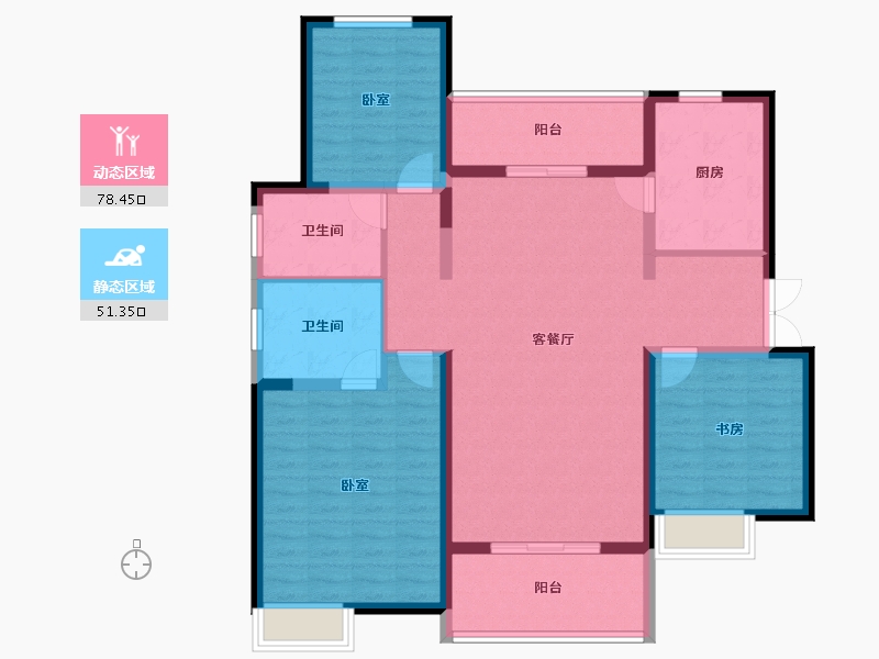 陕西省-西安市-阳光城翡丽曲江-116.80-户型库-动静分区