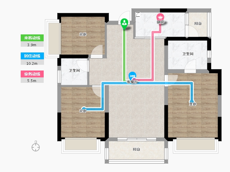 四川省-成都市-润扬观澜鹭岛-84.49-户型库-动静线